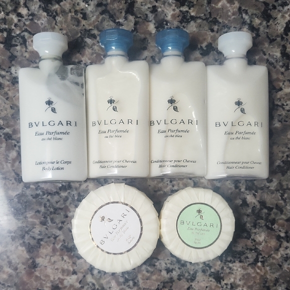Lot of 6 Bulgari Eau Parfumée au Thé Blanc Soap SOAP  lotion & conditioner new
